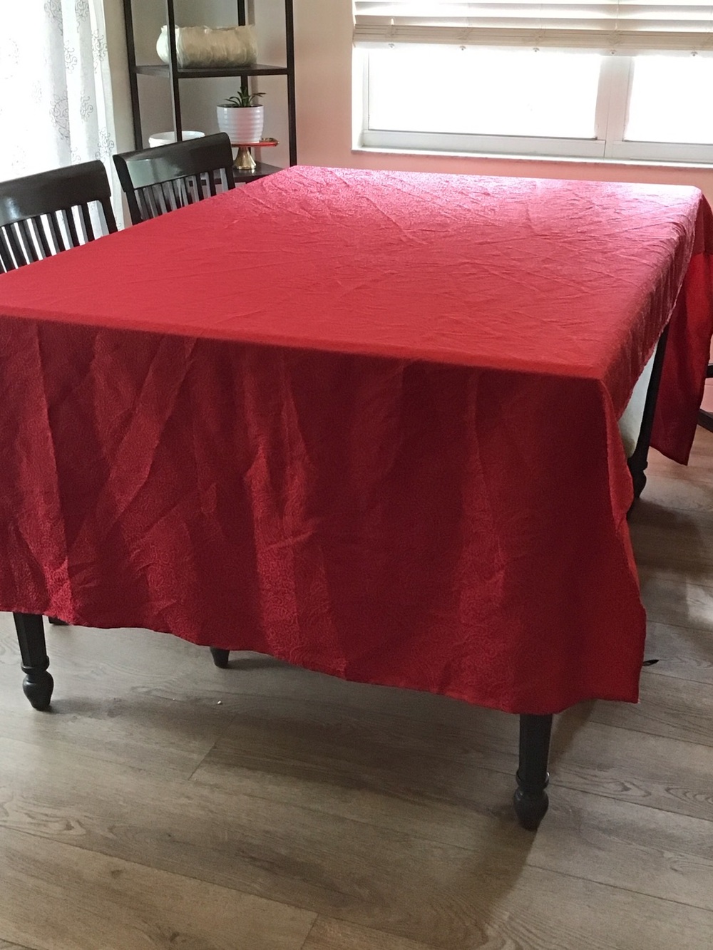 Elegant Tahari Home tablecloth Christmas Holiday Red Large approx 120”x60”